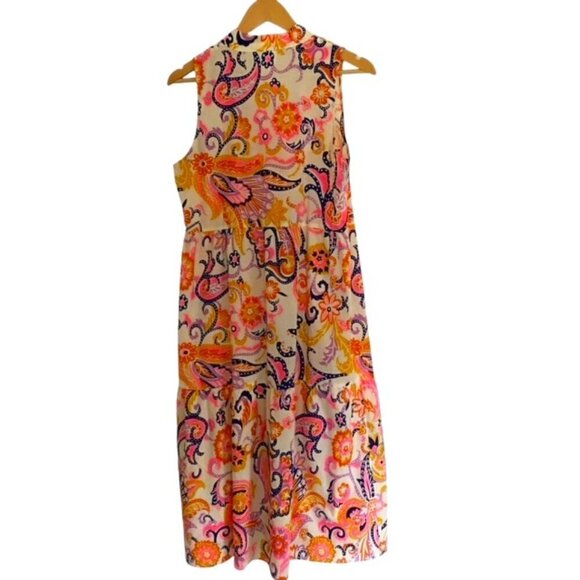 JB by Julie Brown NYC Kaylah Ivory Paisley Neon Tier Maxi Dress Large - Picture 3 of 5